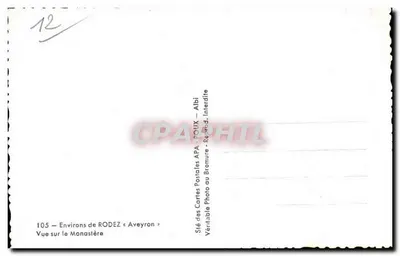 Widok na klasztor — okolice RODEZ « Aveyron » — Sté des Cartes Postales APA - Albi — Rewers
