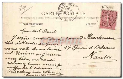 Thouars - Zamek, zbudowany na rozkaz Marie de La Tour d'Auvergne, żony Henri-Charlesa de La Trémoille w 1635 roku, dziś od 1871 roku Dom Siły — Fot. Picault - Lib. Vve Delabarre — Rewers