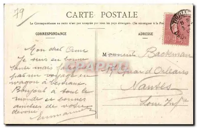 Thouars — Ogólny widok i stary most z XIII wieku — Fot. Laslandes — Wyd. Vve Delabarré — Rewers