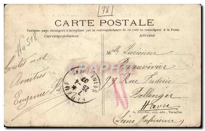 O Lago do Grande Moulin e Estátua de Pelouse em Cernay-la-Ville (S.-et-O.) — n°54 — editor A. Bourdier, Versailles — Verso