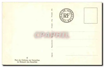 Het Bosje van de Rocaillen — Park van het Kasteel van Versailles — Impr. Disaeger — Achterkant