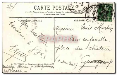 Panorama tirado do Boulevard — Poitiers — Editor PAPHIL, n°86 — Verso
