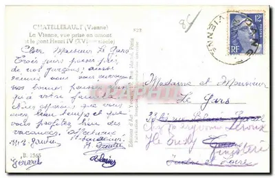 Châtellerault (Vienne) — widok z上游 od mostu Henri IV (XVI wiek) — Wydawnictwo Art 'Yvonne' Paris — Rewers