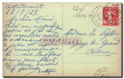 Châtellerault — Giardino Pubblico e le Promenade — Ed. C. Arregon — Verso