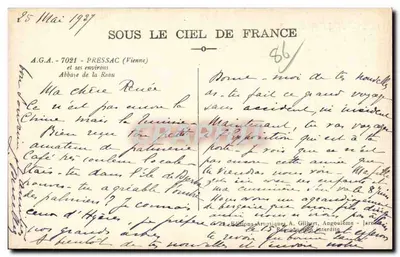 Castelo de Pressac — Abadia de La Reau — Edições Artisianas A. Gilbert, Angoulême — Verso