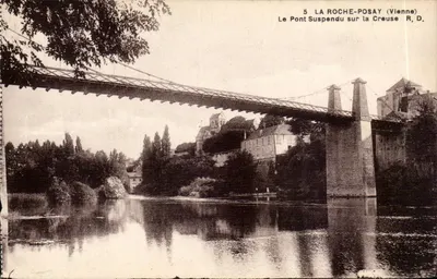 La Roche-Posay (Vienne) — O Ponte Suspensa sobre a Creuse — R. Doran, editor, n° 5