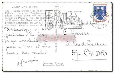 Chauvigny (Vienne) — Igreja romana de São Pedro das Igrejas — Fotografia de C. Giry — Verso