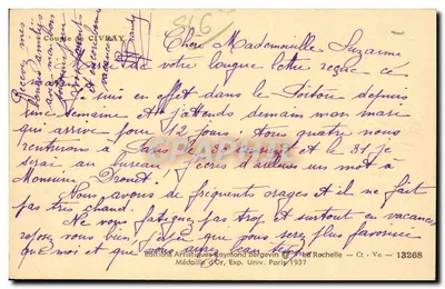 Casal de CIVRAY — Editor: Raymond Bergevin — N° 13268 — Verso