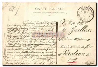 Toulon Stara pocztówka — Kąt nabrzeża portowego — Rewers