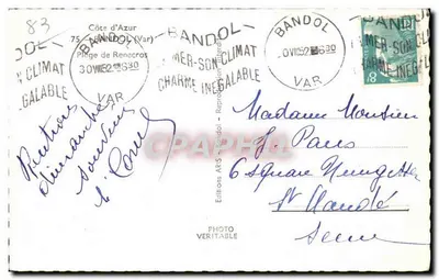 Playa de Renecros — Bandol — Ediciones ARIS — Reverso