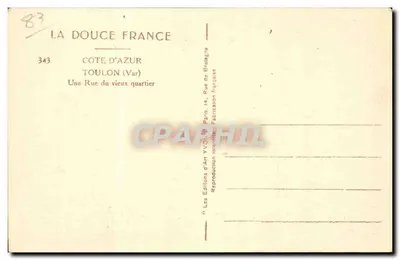 Toulon — Rue du vieux quartier — Les Éditions d'Art YVOL, Paris — Verso