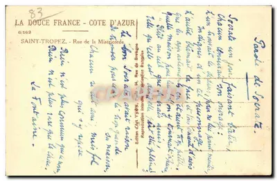 Ruelas e arcos de Saint-Tropez — Rue de la Miséricorde — Édition d'Art Y.494, n°6/162 — Verso