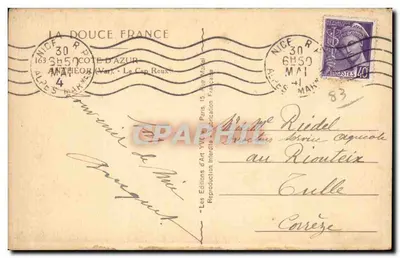 O Cap Roux — vista de um balcão com colunas — Les Éditions d'Art Yvonne Roux, n° 17 — Verso