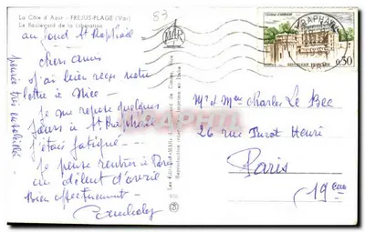 Frejus-Plage — A Costa Azul — Editora RAPHAPHIL, n°906 — Verso