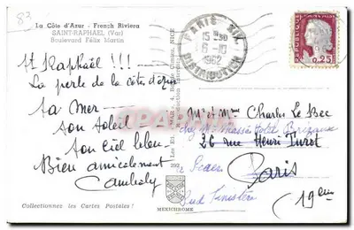 Saint-Raphaël — Wybrzeże Azorów — Wydawca Mexichrome, nr 83 — Rewers