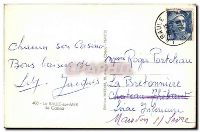 Kasyno w La Baule-sur-Mer — wydawca Édition Nozaïs, n° 408 — Rewers