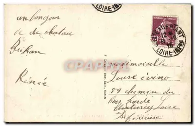 Châteaubriant (Loire-Inf.) — Cour do Castelo, vista das Arcadas — Editor F. Chapeau, Imp.-Edit., Nantes, n° 107 — Verso