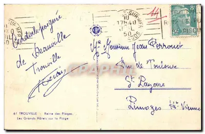 TROUVILLE - Praia e Hotel Chattham — C. dos Arts Photogéniques, n°61 — Verso