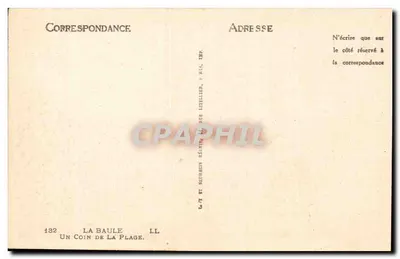 La Baule — Un Coin de la Plage — Éditeur LL, n° 132 — Rewers