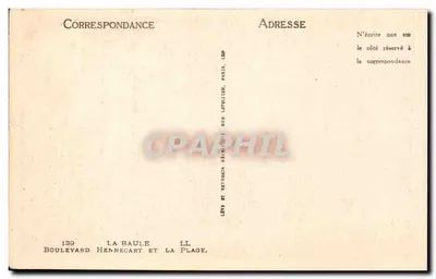 La Baule — Plaża i promenada — Wydawca: La Baule, 139 Boulevard Hennecart i La Plage — Rewers