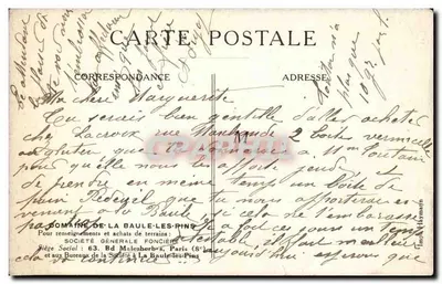 La Baule-les-Pins — Widok zimowego Parku Dryadów — Société Générale Foncière — Rewers
