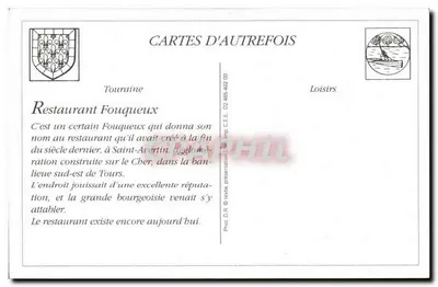 REPRODUKCJA St Avertin Restauracja Fouqueux — Rewers
