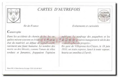 REPRODUÇÃO a catástrofe de Villepreux les Clayes 18 junho 1910 Uma equipe de operários se ocupa no desentupimento — Verso