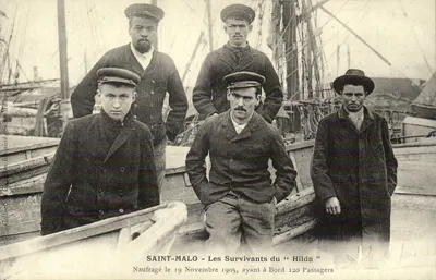 REPRODUÇÃO Saint Malo Os sobreviventes do naufrágio do Hilda em 19 de novembro de 1905 — Navio