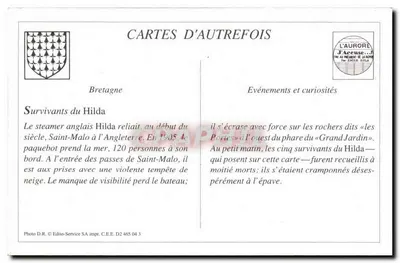 REPRODUÇÃO Saint Malo Os sobreviventes do naufrágio do Hilda em 19 de novembro de 1905 — Navio — Verso