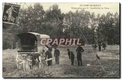REPRODUÇÃO Militaria No acampamento de Mailly Telegrafia sem fio Instalação do posto
