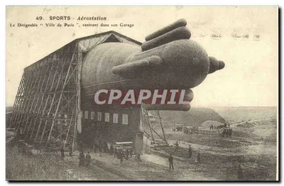 REPRODUÇÃO Aerostação O dirigível Ville de Paris retornando ao seu hangar zeppelin