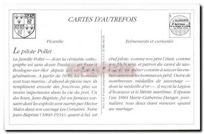 REPRODUÇÃO Boulogne sur Mer O piloto Pollet, patrão do barco de salvamento Folclore — Verso