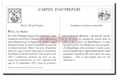 REPRODUÇÃO Paris Les Halles Marche — Verso