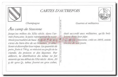 REPRODUÇÃO Campo de Sissonne Distribuição de pão e tabaco Militaria — Verso