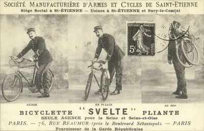 REPRODUÇÃO MAnUFRaNCE Saint Etienne Bicicleta Svelte Pliante Velo Cycle