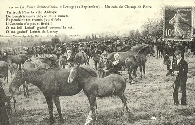 REPRODUÇÃO A feira Santa Crôcis em Lessay um canto do campo de feira Cavalo Cavalo