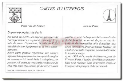 REPRODUÇÃO Sapeurs Pompiers de Paris Echelle de sauvetage — Verso