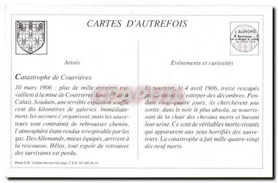REPRODUÇÃO Catástrofe de Courrieres Os restos de uma vítima — Verso