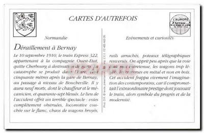 REPRODUÇÃO Derailamento do expresso de Cherbourg na estação de Bernay A locomotiva sob a via Trem — Verso