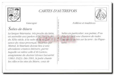 REPRODUKCJA Salies de Bearn L'ous piquetalos d'al CArtero DAnse Boeuf Folklore — Rewers