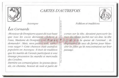 REPRODUÇÃO Auvergne Les Cornards festa local em Sauxillanges ) Folclore — Verso