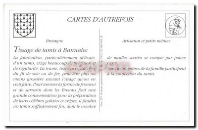 REPRODUCTION LTissage de tamis et de crible dans une famille de Bannalec Artisanat — Rewers