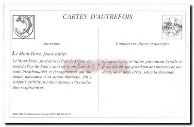 REPRODUÇÃO Auvergne Mont Dore Um jovem leiteiro e sua montaria Jumento Burro — Verso