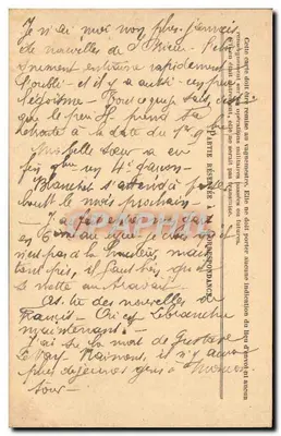 Carta de correspondência militar — Modelo A¹ para as tropas em operações — Editor: Impr. Nat. — Verso
