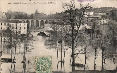 Clisson (Loire-Inf.) — Le Viaduc sur la Maine — Lith. Poupin, n°282
