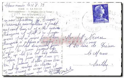 La Baule — panoramiczny widok portu, plaży i kasyna — wydawca nieznany — Rewers