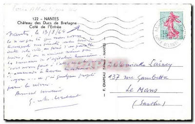 Castelo dos Ducs da Bretanha — Lado da Entrada — F. Chapeau, Nantes — Verso