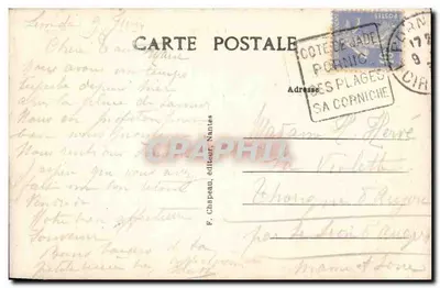 Pornic (Loire-Inf.) — O Castelo e a Praia — F. Chapeau, editor, Nantes, n°104 — Verso