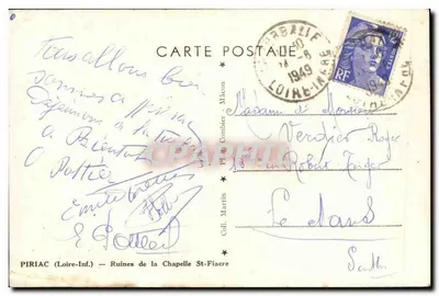 Piriac (Loire-Inf.) — Ruínas da Capela de São Fiacre — Editor: Plais Combier - Mâcon — Verso