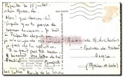 Préfailles — widok panoramiczny z naturalną łukową formacją skalną i obozem — wydawca REAL-PHOTO, nr 1573 — Rewers